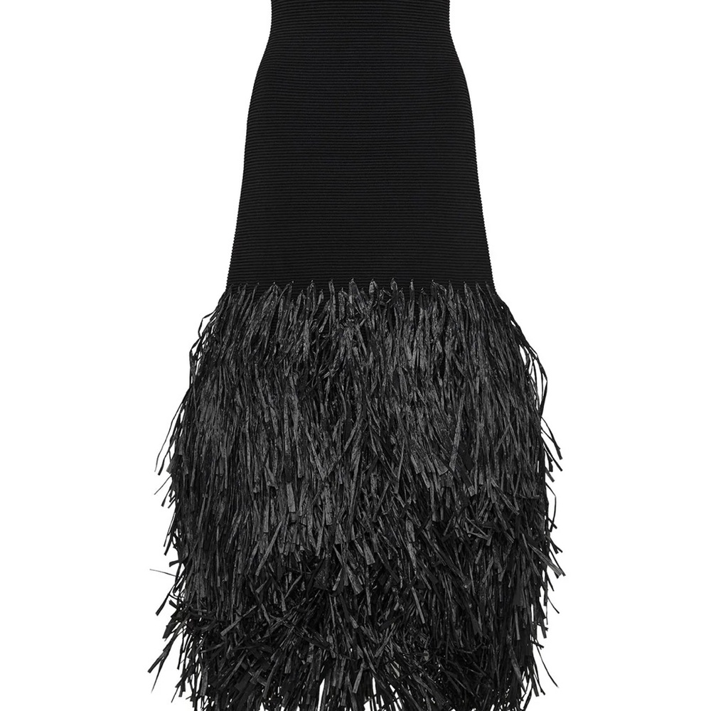 AJE raffia fringe midi dress in black size small - Picture 5 of 5
